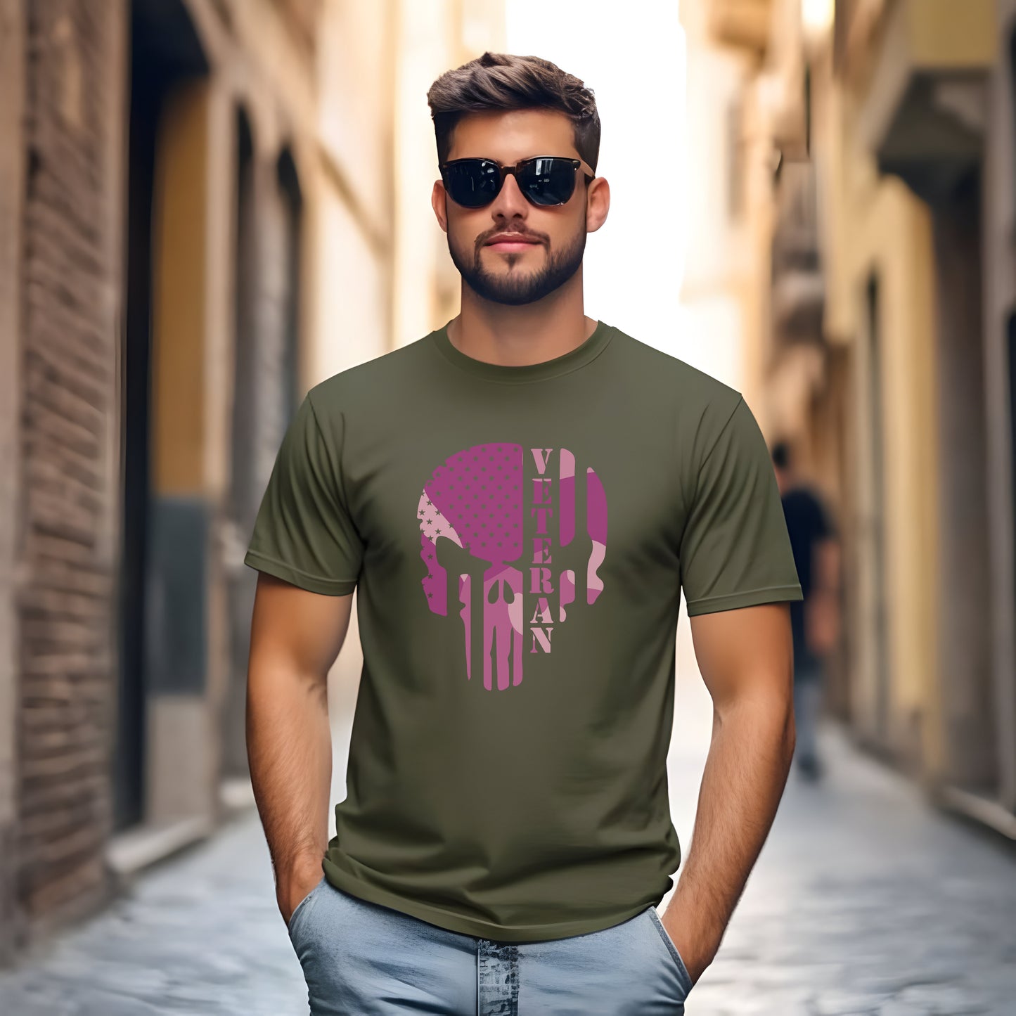 Punisher Veteran Tee Breast Cancer Awareness