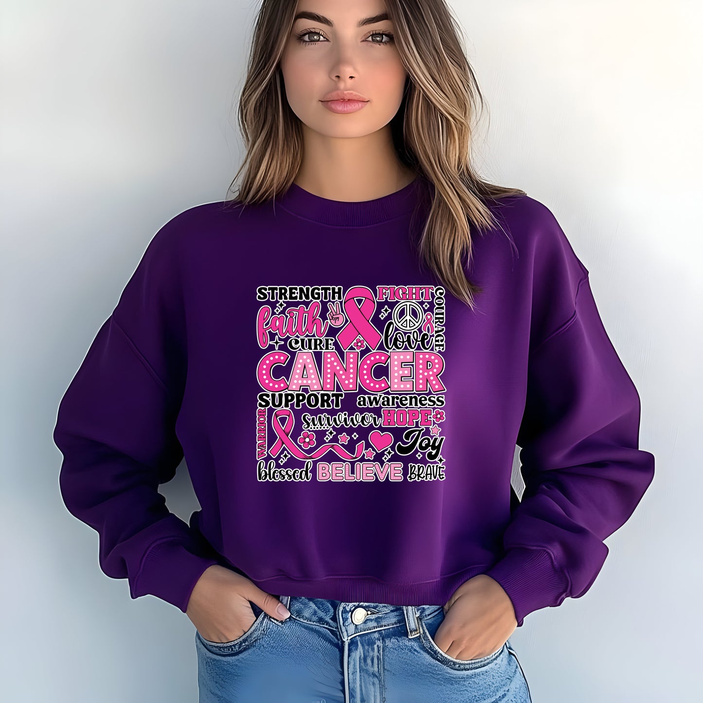 Inspirational Cancer Awareness Crewneck Sweatshirt