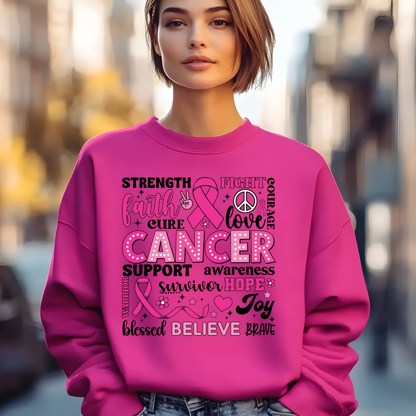 Inspirational Cancer Awareness Crewneck Sweatshirt