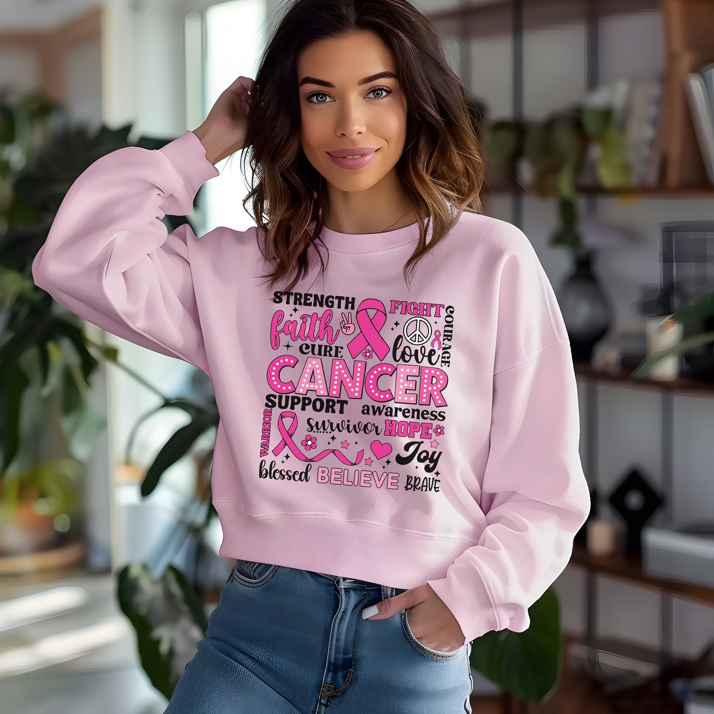 Inspirational Cancer Awareness Crewneck Sweatshirt
