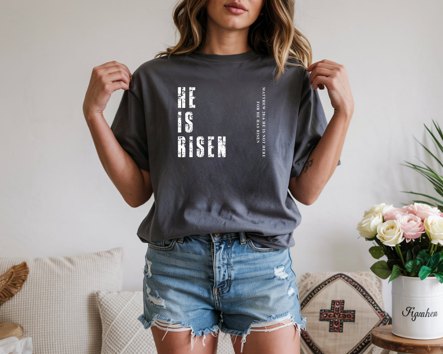 He Is Risen Christian Tee